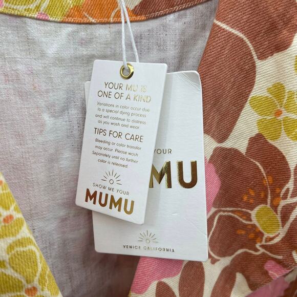 Show Me Your Mumu Nancy‎ Trench Coat Womens Medium Retro Garden Floral Belted - Picture 11 of 12